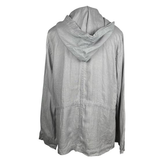 Linen‎ Coat Womens Large Gray Hooded Jacket Lightweight Drawstring Casual Coat - Picture 5 of 7